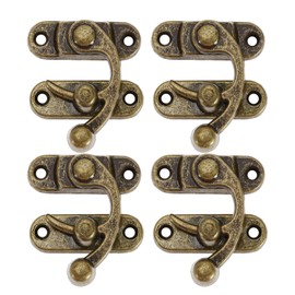 Micro Traders 4PCS Antique Quick Lock Right Latch Hook Hasp Latch 44x38mm Swing Bolt with Screws for Jewelry Boxes Trinket Boxes Gift Boxes Decoration Bronze