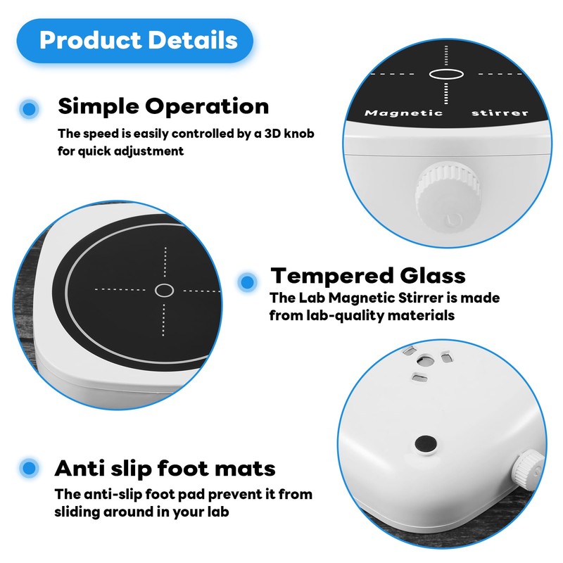 Clickinline Magnetic Stirrer Mini Lab Stir Mixer Portable Stirrer Plate