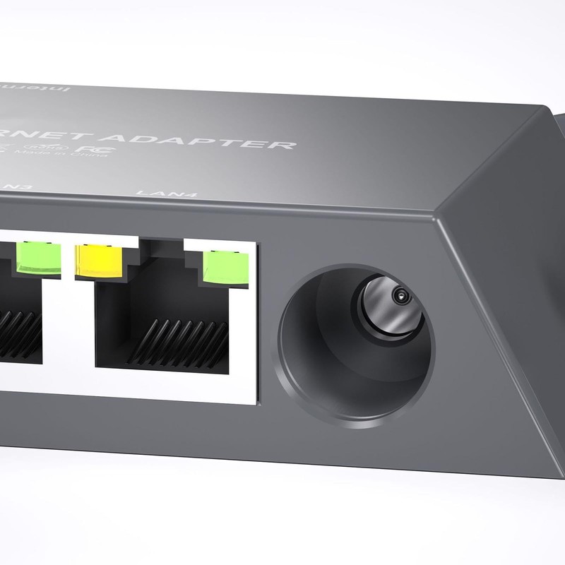 GOWENIC 4 Ports Ethernet Adapter, Gigabit Multi Ports Satellite Ethernet