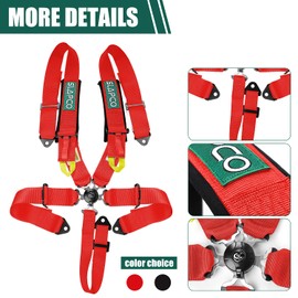 BESTZHEYU Compatible for 5-Point Racing Safety Harness Set with Ultra Comfort Heavy Duty Shoulder Pads Universal Polyester Safety Harness Set fit for Sports Car, Racing Car, Car Red (Pack of 1)