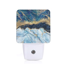 ZTHLL Blue Indigo Marble Night Light, Night Light Plug into Wall with Dusk to Dawn Sensor, LED Lamp Energy Saving Lights for Men Women Boys Girls,Lamp for Bedroom Bathroom Hallway