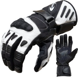 PROANTI Sommer City Motorcycle Gloves, Motorcycle Gloves Made of Nylon Cordura and Leather, Durable Cowhide Inner Surface, Optimal Fit, Comfortable Grip, Protectors, White (M)