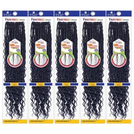 SHAKE-N-GO Synthetic Hair Crochet Braids Boho Hippie Braid 22" (5-pack, 1B)