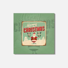 Unbranded Merry Christmas Grunge Retro 4'' X 4'' Square Wooden Coaster
