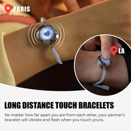 TOTWOO Azure Dream 2.0 Touch Bracelets with Blue Aventurine| Long Distance Touch Bracelet for Couples, Vibration & Light up for Lovers | Long Distance Unique Relationship Gifts for Girlfriend