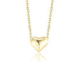 SugarTang Heart Necklace for Women, Gold Plated S925 Sterling Silver Charm Necklace With CZ Stone, Dainty Love Pendant Necklaces for Women (heart-8.5mm, gold)