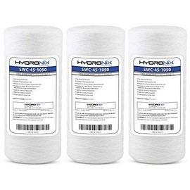 Hydronix HX-SWC-45-1005/3 Universal Whole House Sediment String Wound Water Filter Cartridge 4.5 inch x 10 inch - 5 micron - 3 Pack, White