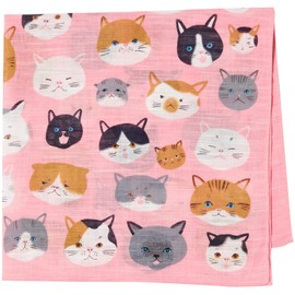 YamamotoJin Rokuka Matsumoto Yoko Handkerchief Cat Collection Approx. 19.7 x 19.7 inches (50 x 50 cm)