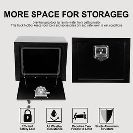 PRUNkuar 18 Inch Underbody Truck Tool Box Heavy Duty Steel Plated Storage Box with T-Handle Lock Waterproof Trailer Box Smooth Surface 18"x 12"x 14" for Pickup Truck Bed RV Trailer Black