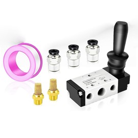 1/4Inch NPT 5 Way 3 Position Air Hand Lever Operated Valve Pneumatic Solenoid Valve Manual Control Push-Pull 4H210-08