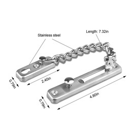 Huture Home Office Stainless Steel Security Slide Bolt Door Chain Lock Guard Security Door Chain Thickening Buckle Safety Lock Door Bolt Stainless Steel Security Chain Locks Door Safety Chain Lock
