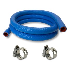 Genuine Flexfab 5526 Series 1/2" x 5' Blue Silicone Heater/Radiator Coolant Hose 5526-050 with (2) FLX2582-0006 Flexfab Lined Worm Gear Clamps