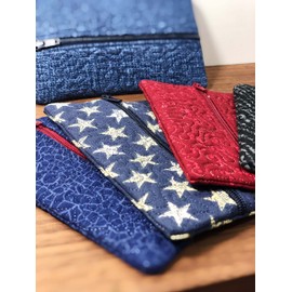 Handmade Designer Tissue Holder, Travel-Size, Artisan-Crafted, Zipper Closure, Keeps Tissues Neat and Compact (Blue, Denim-Like)