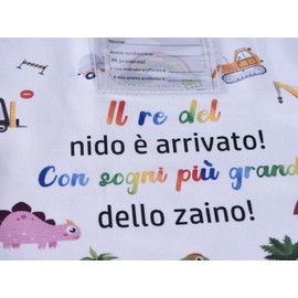 MKISHINE Kindergartenrucksack mit personalisiertem Namen – Kindergartentasche für Mädchen mit motivierendem Spruch + 2 personalisierbare Karten Rucksack Kindergarten Original, Dinosaurier, M
