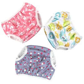 Reusable Swim Nappies 3 Pack, Adjustable Baby Swimming Nappy for 0-3 Years Weight 3-15kg, Washable Nappy for Swimming (red+Grey+Fish) (Red+Grey+Fish)