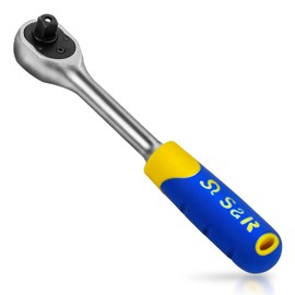 S&R Reversible ratchet 3/8 inch, CrV steel, reversible ratchet for left and right tightening, 2-component handle, square output, reliable reversible ratchet 45 teeth, actuation angle 5°