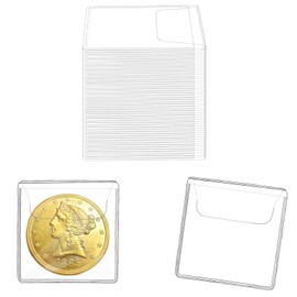 50pcs Single Pocket Coin Collection Sleeves: 2.2 * 2.2 Inches Rectangular Individual Plastic Coin Holder,Penny Storage Supplies, Transparent Protectors for Coin,Coin Currency Bills Wrappers