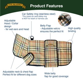 TAIL BLAZERS™ Premium Dog Drying Coat. Double Layer Microfibre Dry Robe with Car Safety D Ring. Towel Robe Pet Dryer Keep Dogs Dry and Warm. Camping and Beach Accessories. Machine Washable. XL