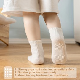 EUFANCE Toddler Grip Socks Non Slip Crew Socks Cute Seamless Cotton Socks for Baby Boys Infants Kids 9 Pairs