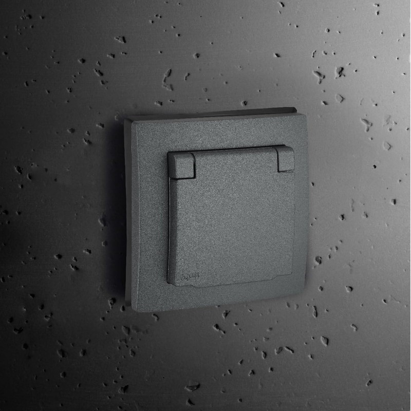 Flush-Mounted Socket IP44, All-in-One, Series ET-1 Anthracite