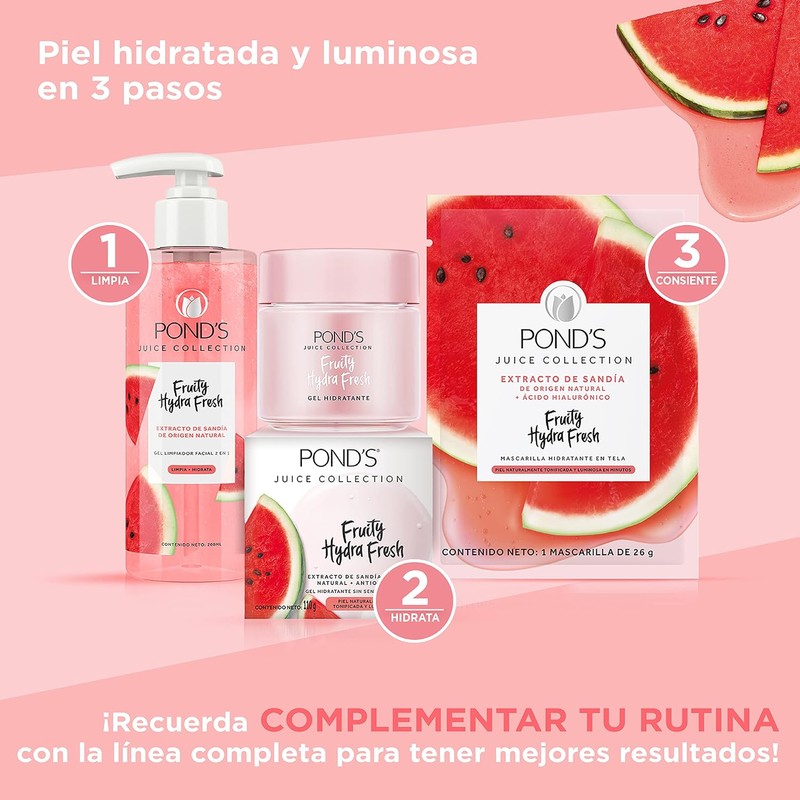 Pond's Cuidado Facial Fruity Hydra Fresh Sandía Limpiador Facial 200