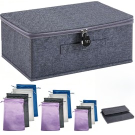 Lockable Adult Toy Storage Organizer, 12 Multiple Drawstring adult toy bag