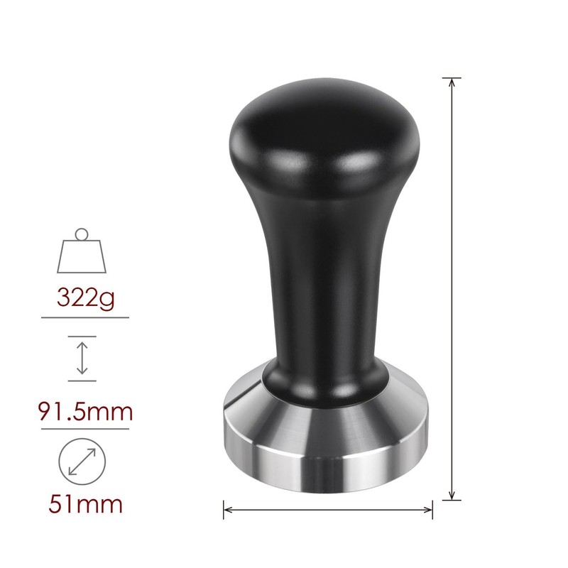 SANTOW 51mm Espresso Tamper, Barista Coffee Tamper with Flat Stainless