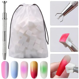 Pack of 1 4 Claws Nail Sponge Metal Gripper, 50 Pieces Mini Replaceable Nail Sponges Blocks Manicure Blusas Gradient Nail Art Sponge Rhinestone Stones Gripper Nail Art Tools for Nail Design Nails