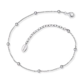 Engelsrufer Anklet for Women with Pearl or Cubic Zirconia 925 Sterling Silver Rhodium Plated or Stainless Steel Adjustable Length Nickel Free Allergy Sufferers, Silver, No Gemstone