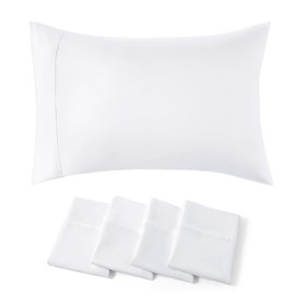 Bedsure King Size Pillow Cases Set of 4 - White Polyester Microfiber Pillowcases 4 Pack, Super Soft Pillow Case Cover with Envelop Closure, 20x36 Inches
