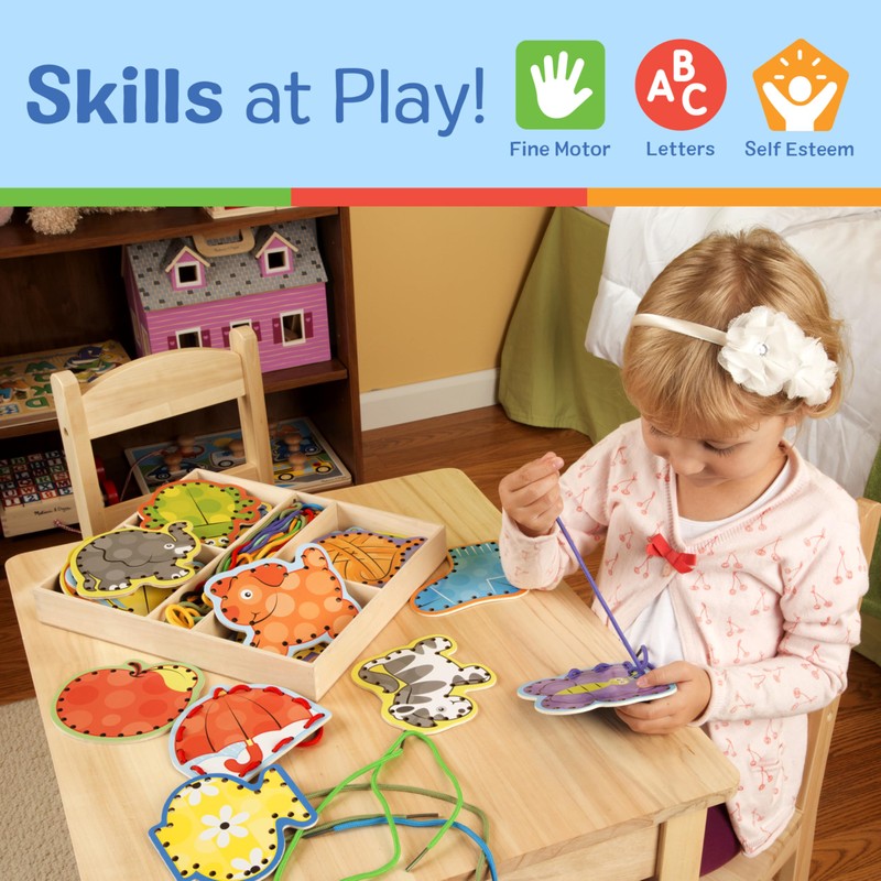 Melissa & Doug Alphabet Wooden Lacing Cards With Double-Sided Panels