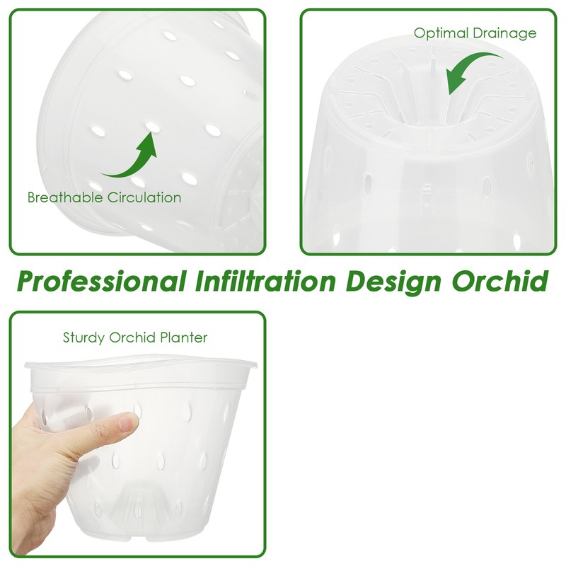 Orchid Flower Pot Breathable Clear Orchid Planting Pot with Holes