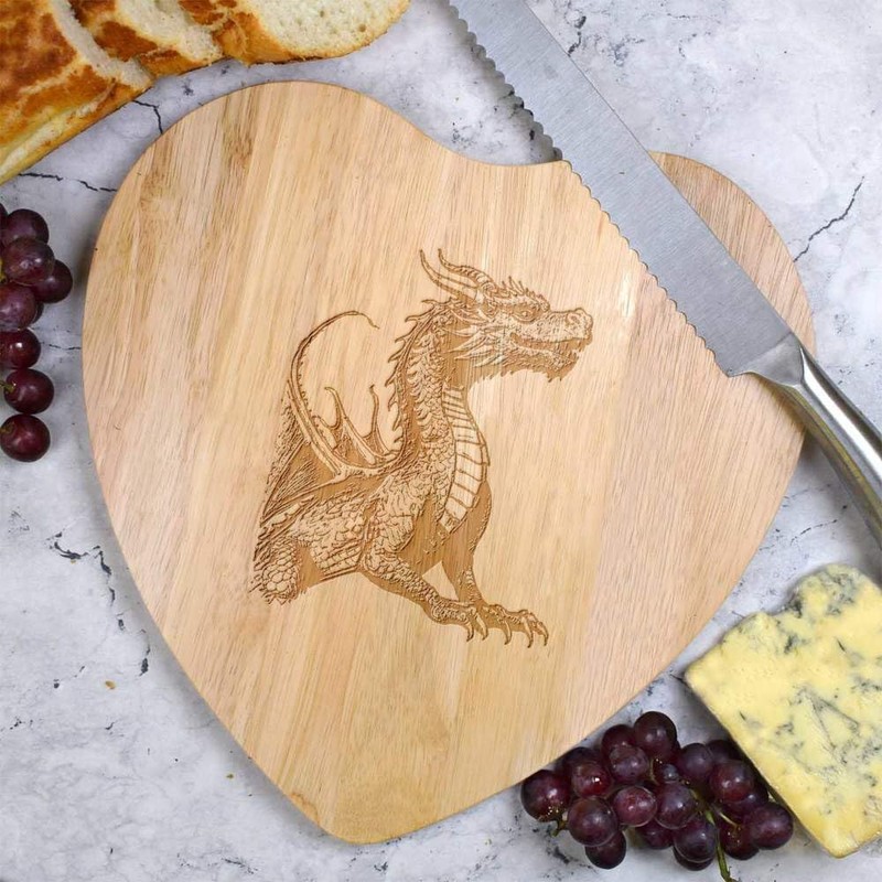 'Cunning Dragon ' Wooden Heart Shaped Chopping/Cutting Board (WB00079596)