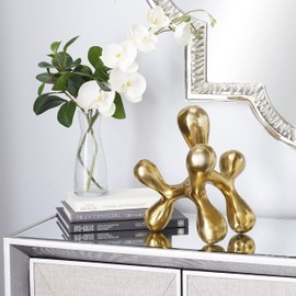 CosmoLiving by Cosmopolitan Aluminum Metal Abstract Decorative Sculpture Home Decor Statue, Accent Figurine 11" x 11" x 12", Gold