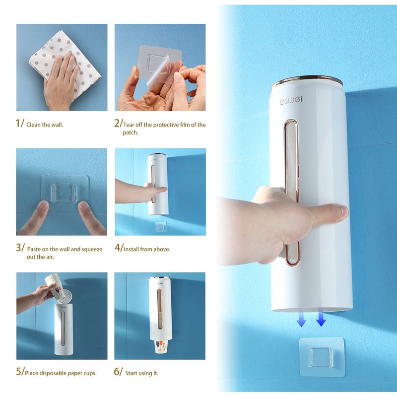 JEEZAO Cup Dispenser/Cup Holder Wall Mounted for Disposable Plastic Cups,