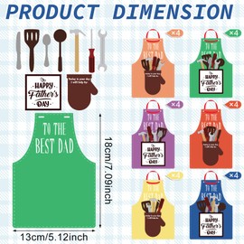 Colarr 24 Sets Father's Day Craft Kit for Kids Father's Day Apron Craft Kit DIY Father's Day Apron Crafts DIY Craft Gifts from Kid to Father for Father's Day Family Classroom Activities Art Project