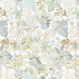Heroad Boho Peel and Stick Wallpaper Tropical Wall Paper Botanical Floral Contact Paper Removable Self Adhesive Wallpaper for Bathroom Kitchen Cabinet Waterproof Thicken Decor Vinyl Roll 17.3''X78.7''