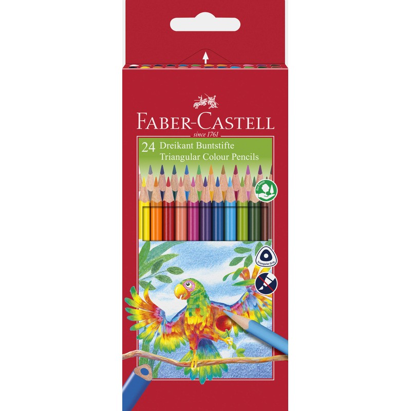 Faber-Castell 116544 Triangular Coloured Pencils, Pack of 24