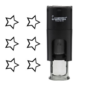 COMBICRAFT Self Inking Star Open Stamp Black Ink 10mm Diameter Loyalty Stamp Arts Craft Stamp