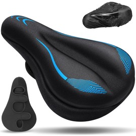 CDYWD Gel Bicycle Seat Padding for Men & Women, Thick & Soft Bicycle Seat Padding, Comfortable Saddle Cover Bicycle Padded, Bicycle Saddle Pad for Road Bike, Mountain Bike, Ebike, Exercise Bike