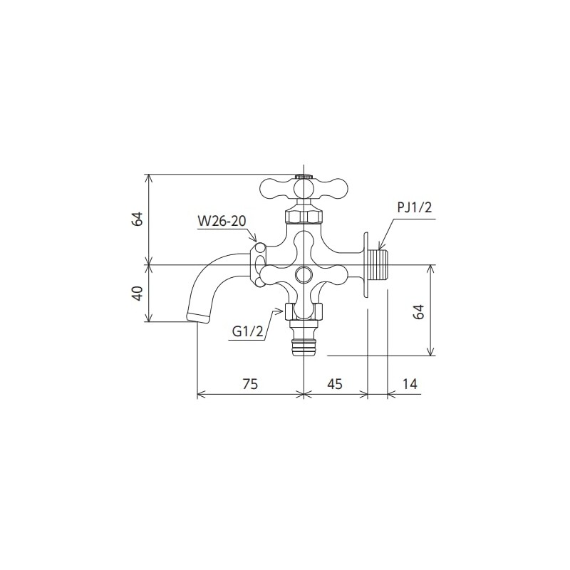 KVK K124CSPZ Double Mouth Horizontal Faucet with Outdoor Hose Connection