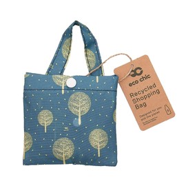 ECO CHIC Lightweight Foldable Reusable Shopping Bag Water Resistant Tote Bag (Tree of Life Blue)