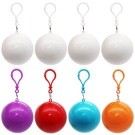 Portable Disposable Emergency Raincoat 8 Pack Waterproof Raincoats in Keychain Ball, Rain Ponchos with Hood for Traveling Camping Outdoor