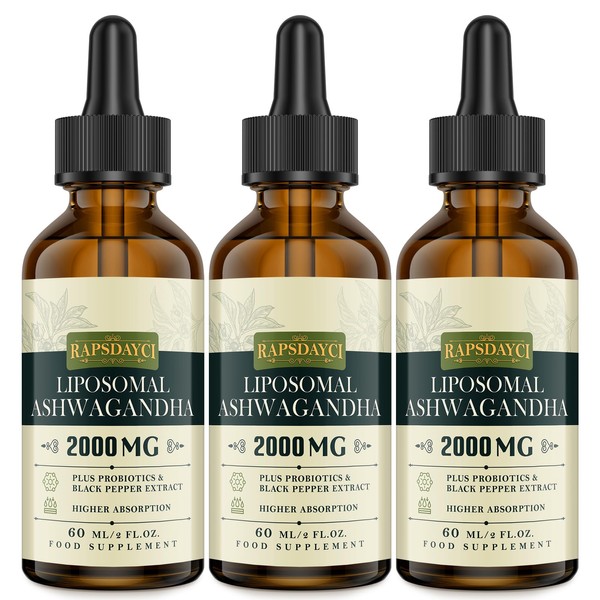 Rapsdayci 2000mg Liposomal Ashwagandha Liquid Drops, Pure High Strength Ashwagandha