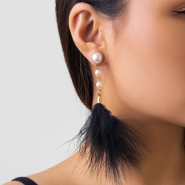 Pearl Dangle Earrings for Women Gold Huggie Pearl Hoop Earrings Bow Pearl Chain Earrings Dainty Pearl Flower Earrings Twisted C Shape Pearl Drop Dangle Earrings Jewelry Gifts for Women Teen Girls