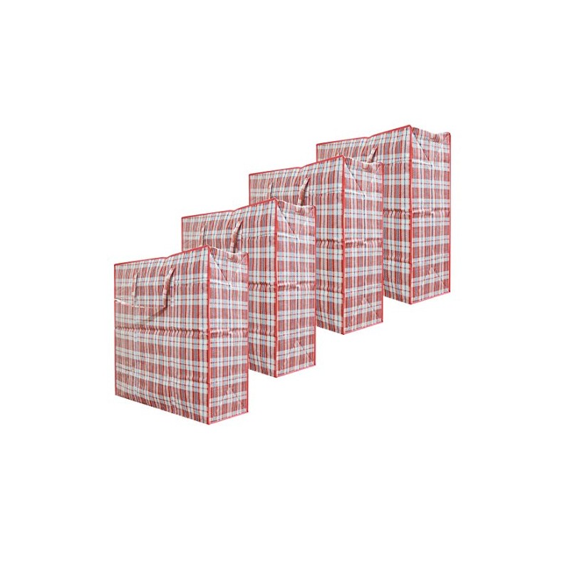 Pack of 4 Reusable Plastic Checkered Storage Laundry Shopping Bags