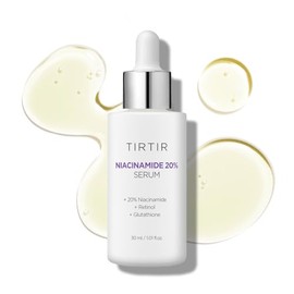 TIRTIR Sérum Niacinamida 20% 30 ml – Suero facial antimanchas con retinol y glutatión – Minimiza poros, controla brillo, unifica tono – Skin care coreano para piel grasa y mixta