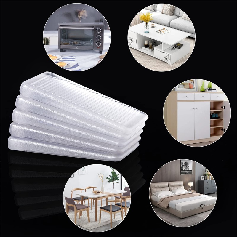 ZZRANYE 8 Pcs Rubbery Clear Table Shims, Level Wedge for