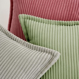 MIULEE Corduroy Cushion Covers Soft Decorative Square Throw Pillow Covers for Spring Cushion Soft Pillowcase Striped Corduroy Cushion Covers Pack of 2 for Home decor Sofa 60x60cm, Sage Green