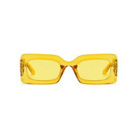 IKANOO Retro Rectangle Sunglasses for Women Vintage 90’s Candy Color Sunglasses Square Frame Y2K Eyewear (Yellow)